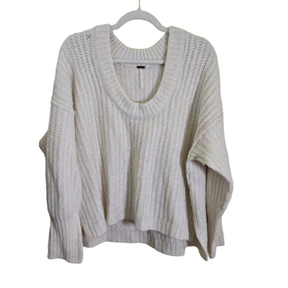 Free People Blue Bell V Neck Sweater Ivory Size XS - Picture 2 of 10